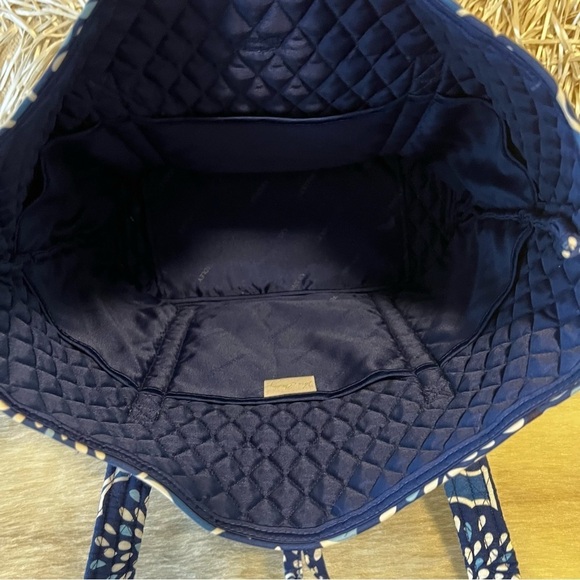 VERA BRADLEY Petal Splash Large Toggle Tote Blue White Bursts 2 Handles Travel - Picture 11 of 12